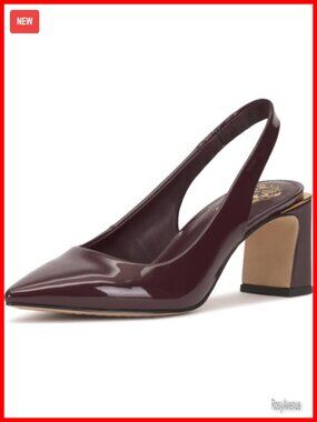 Women's Slingback Pump Block Heel Pointed Toe Leather Office